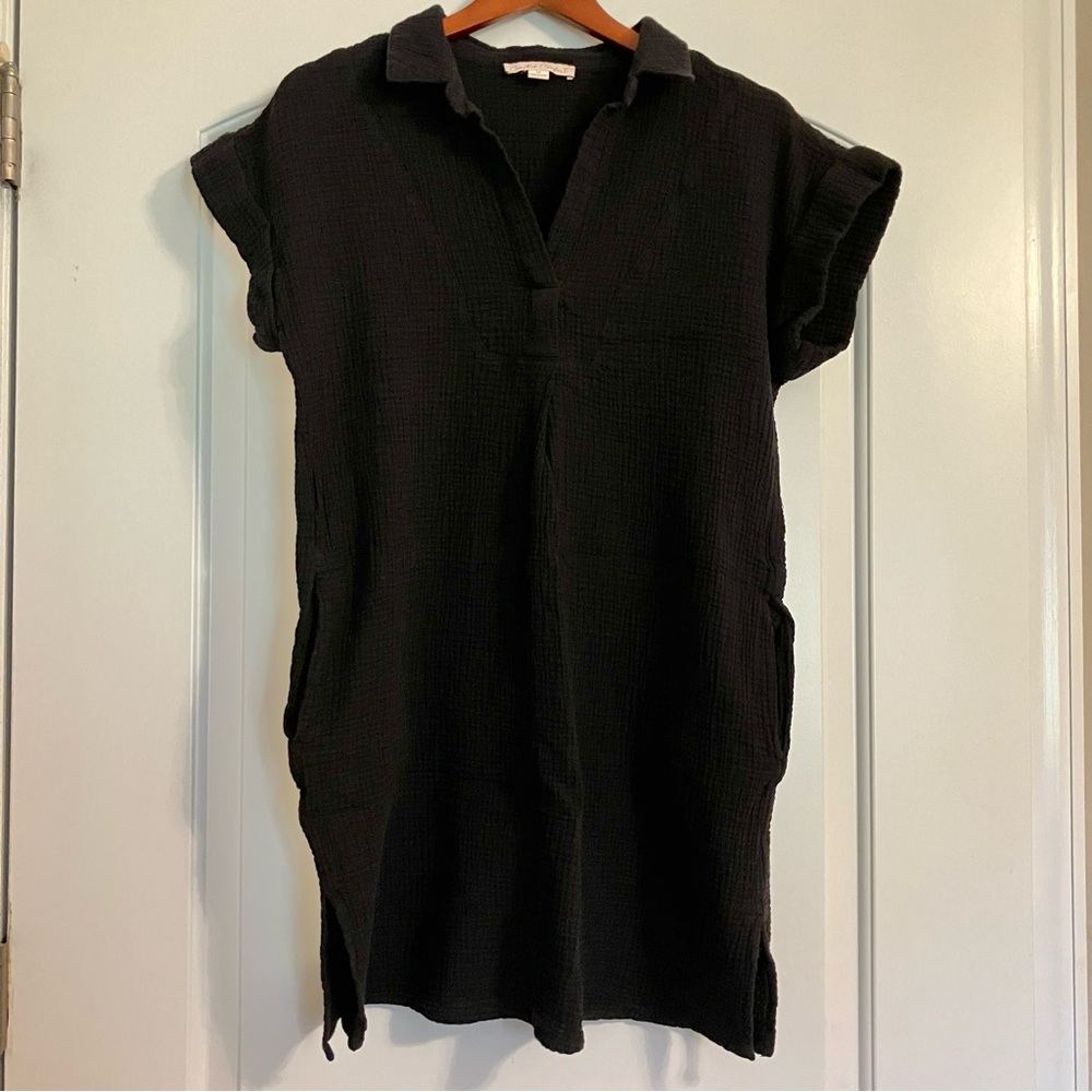 Coastal Comfort Short Sleeve Cotton Gauze Popover Dress Size M‎ Pockets 
Black